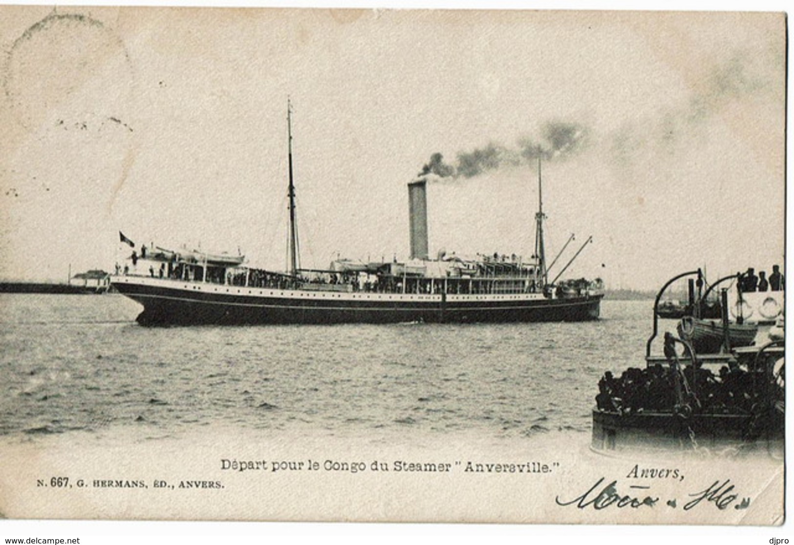 Anversville   Depart Pour Le Congo Du Steamer - Passagiersschepen