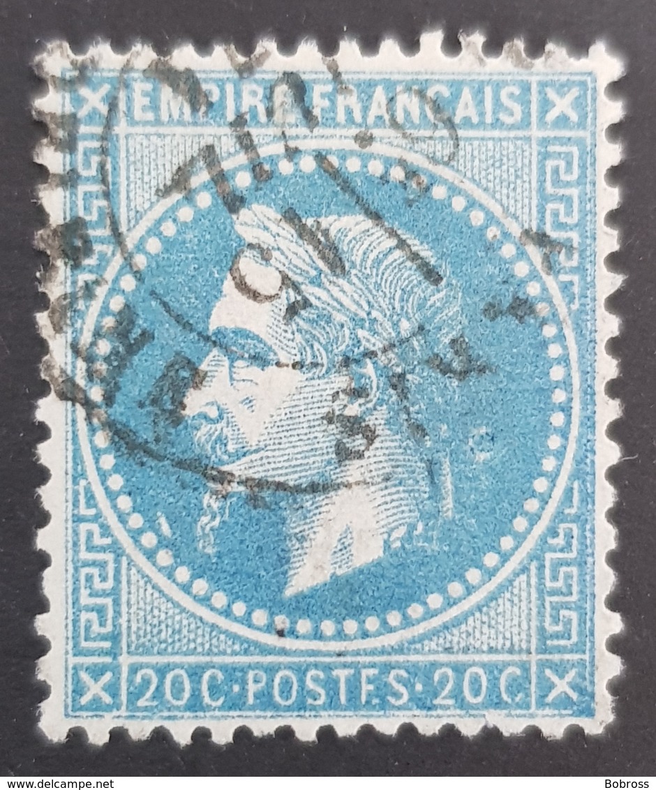 1863-1870, Emperor Napoléon Lll, 20c, Bleu, Empire Français, France - 1863-1870 Napoléon III Lauré