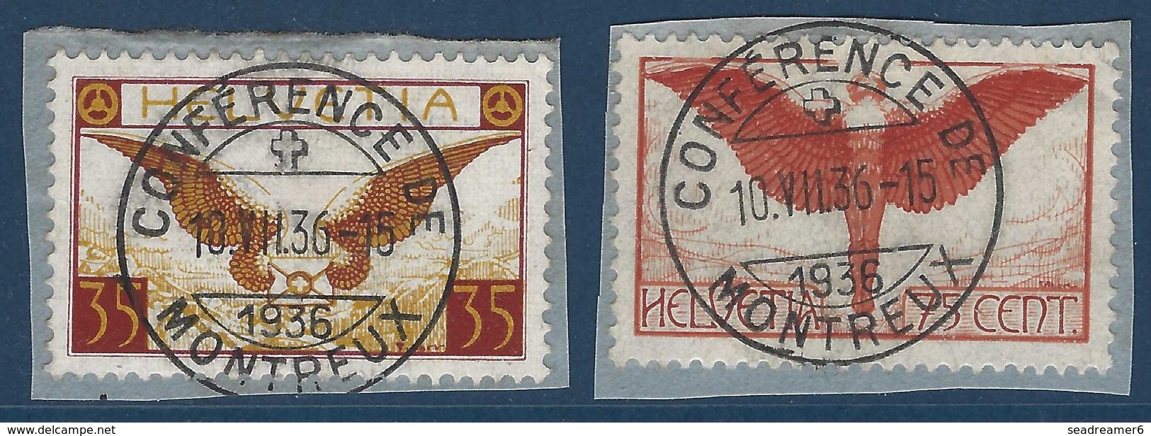 Suisse 1924/33 Sur Fragments N°11 & 13a Oblitérés Conférence De Montreux TTB - Usati