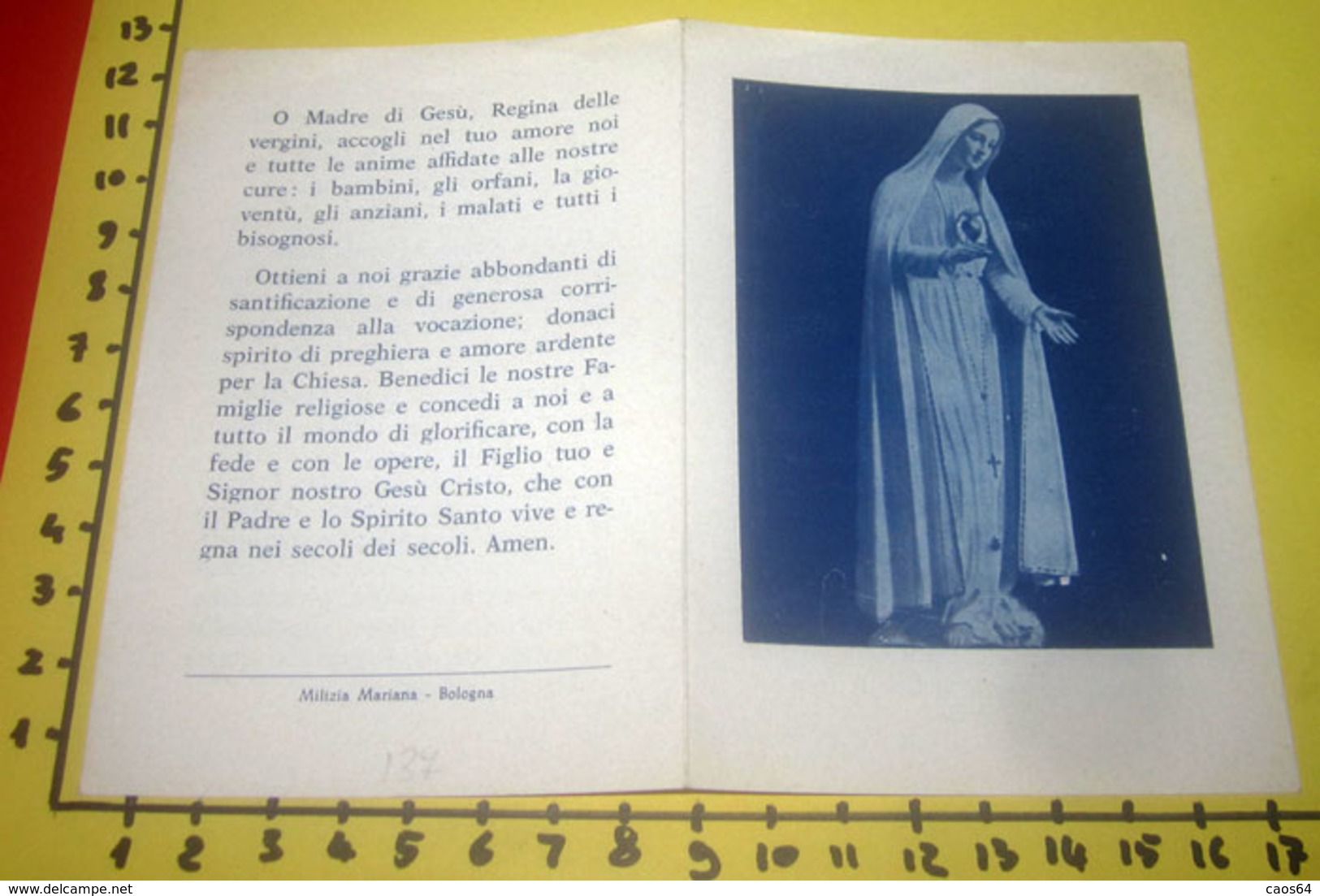 MADONNA FATIMA  SANTINO Consacrazione Delle Religiose Alla Madonna - Bologna Milizia Mariana - Santini