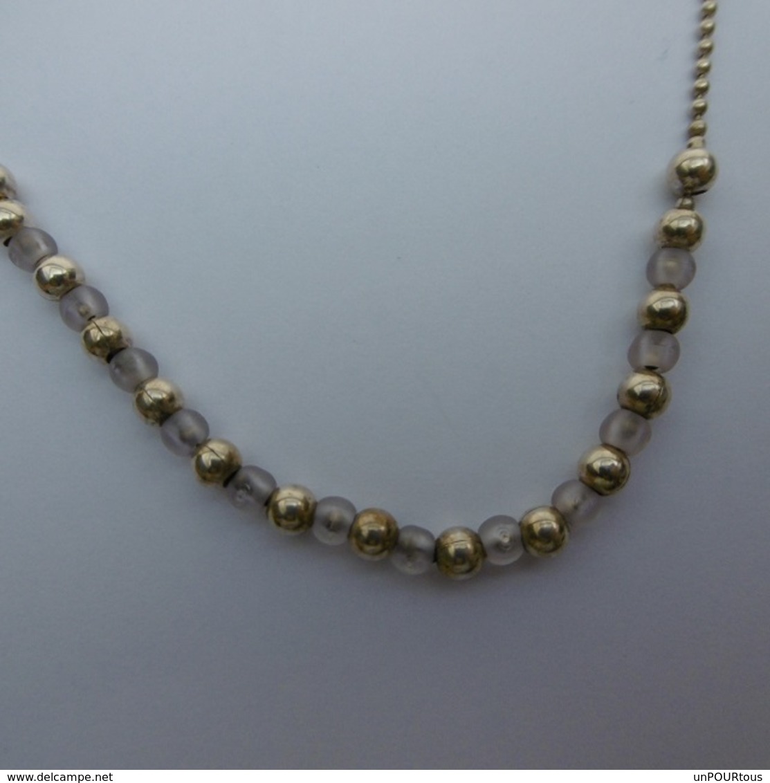 Collier En Argent Massif Et Perles - Collane/Catenine