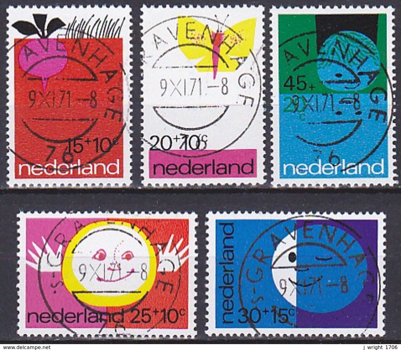 Netherlands/1971 - NVPH 996-1000 - USED/'GRAVENHAGE' - Oblitérés