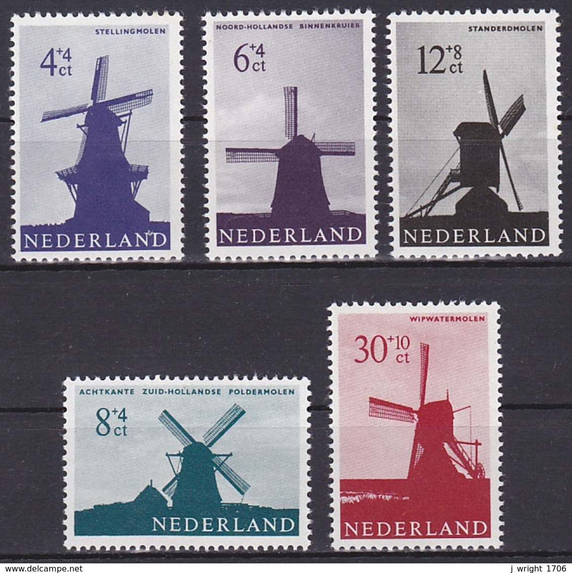 Netherlands/1963 - Culture & Social Relief Fund, Windmills/Zomerzegels, Molens - Set - MH - Unused Stamps