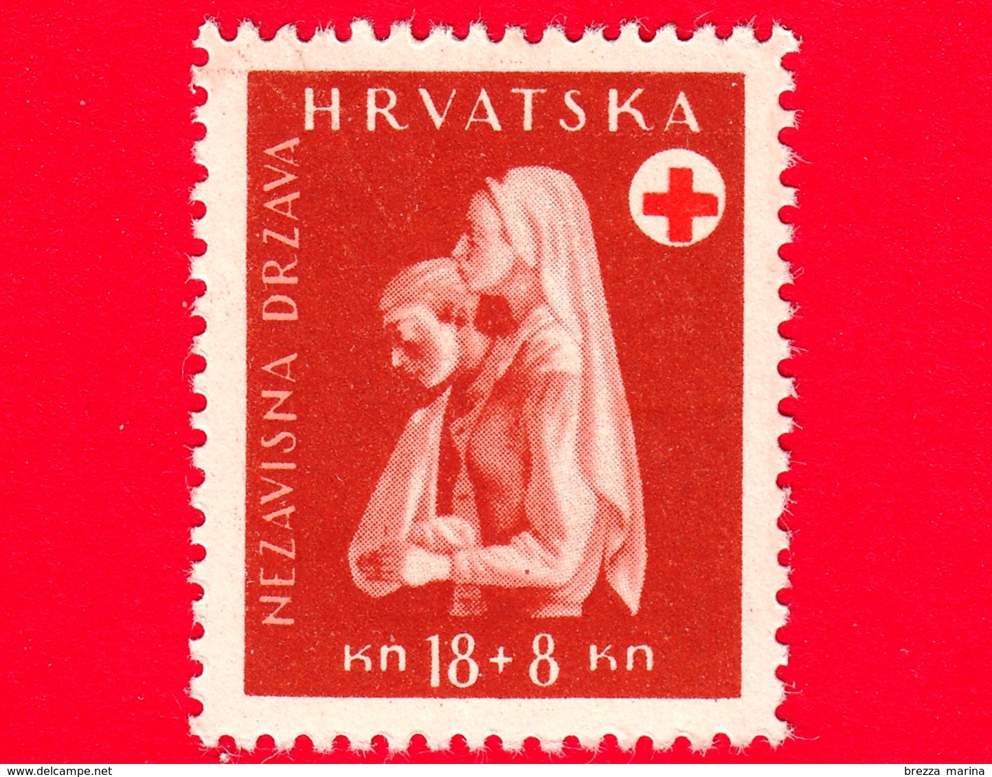 CROAZIA - HRVATSKA - 1943 - Per La Croce Rossa Croata - Infermiera E Malato - 18+8 - Croazia