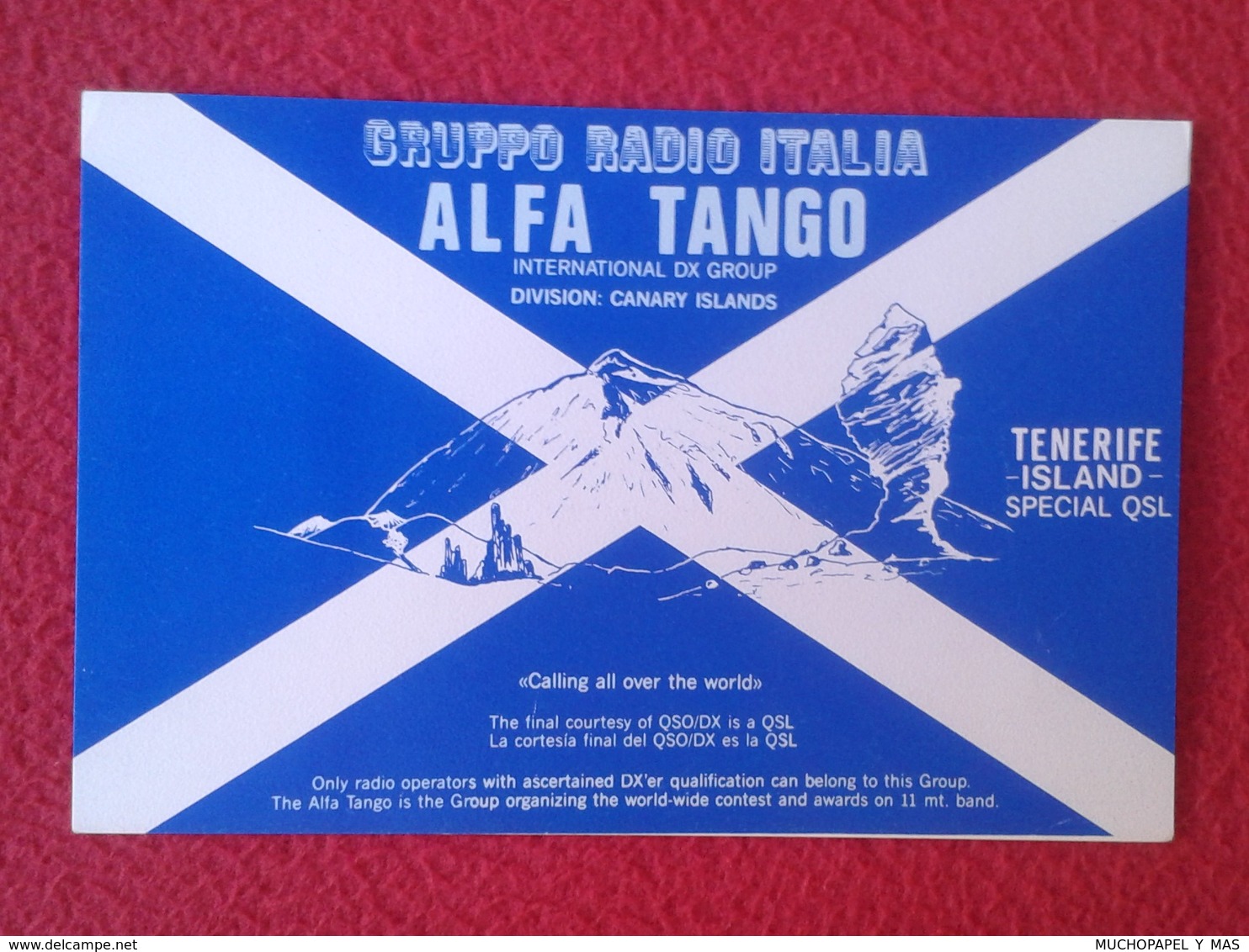 POSTAL POSTCARD QSL RADIOAFICIONADOS RADIO AMATEUR GRUPPO ALFA TANGO ITALIA SPAIN CANARY ISLANDS ISLAS CANARIAS TENERIFE - Otros & Sin Clasificación