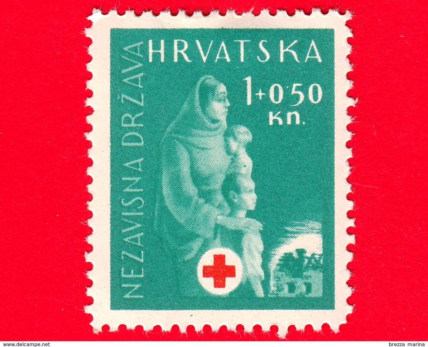 CROAZIA - HRVATSKA - 1943 - Per La Croce Rossa Croata - Madre E Bambino - 1+0.50 - Kroatië