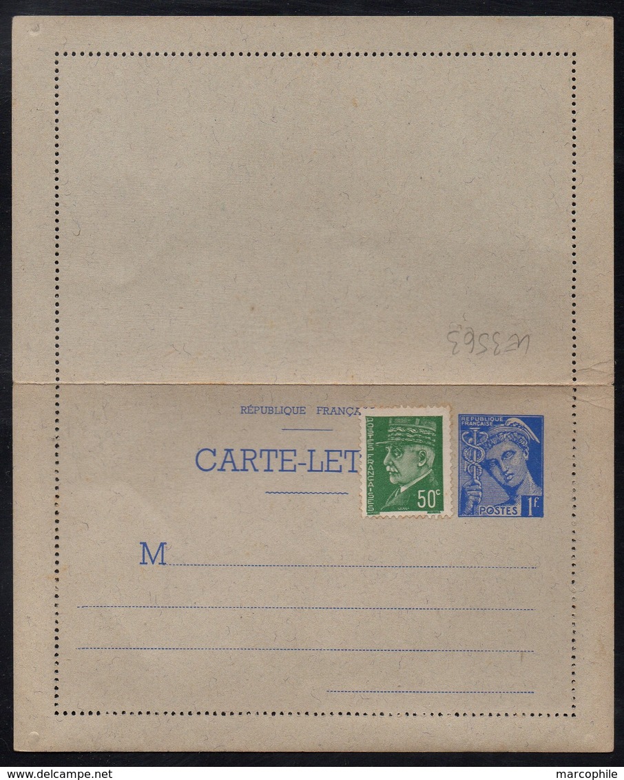 TYPE MERCURE 1 F. BLEU / 1940 CARTE LETTRE / COTE 40.00 EUROS (ref LE3563) - Kaartbrieven