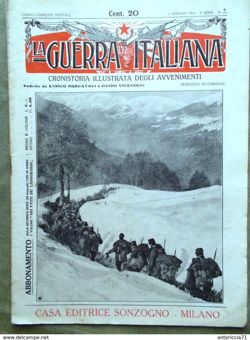 La Guerra Italiana 2 Gennaio 1916 WW1 Alpini Austriaci Bezzecca Plava Re Umberto - Guerra 1914-18
