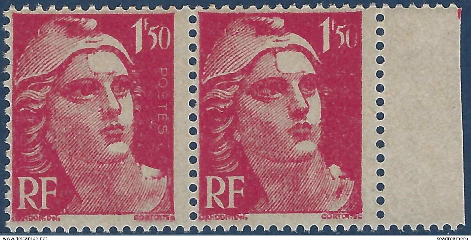 France 1947 Marianne Gandon Paire N°712** Variété O Cassé Et POSTES éffacé, épaule Flou !! TTB - Unused Stamps