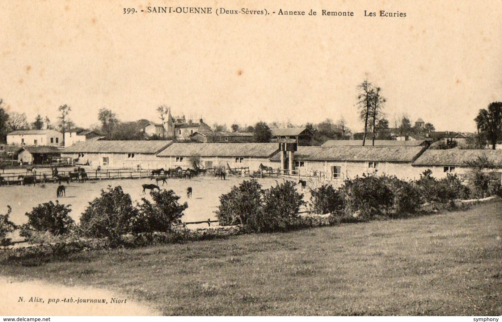 79. CPA. SAINT OUENNE.  Annexe De Le Remonte, Les écuries, Chevaux.  1914. - Andere & Zonder Classificatie