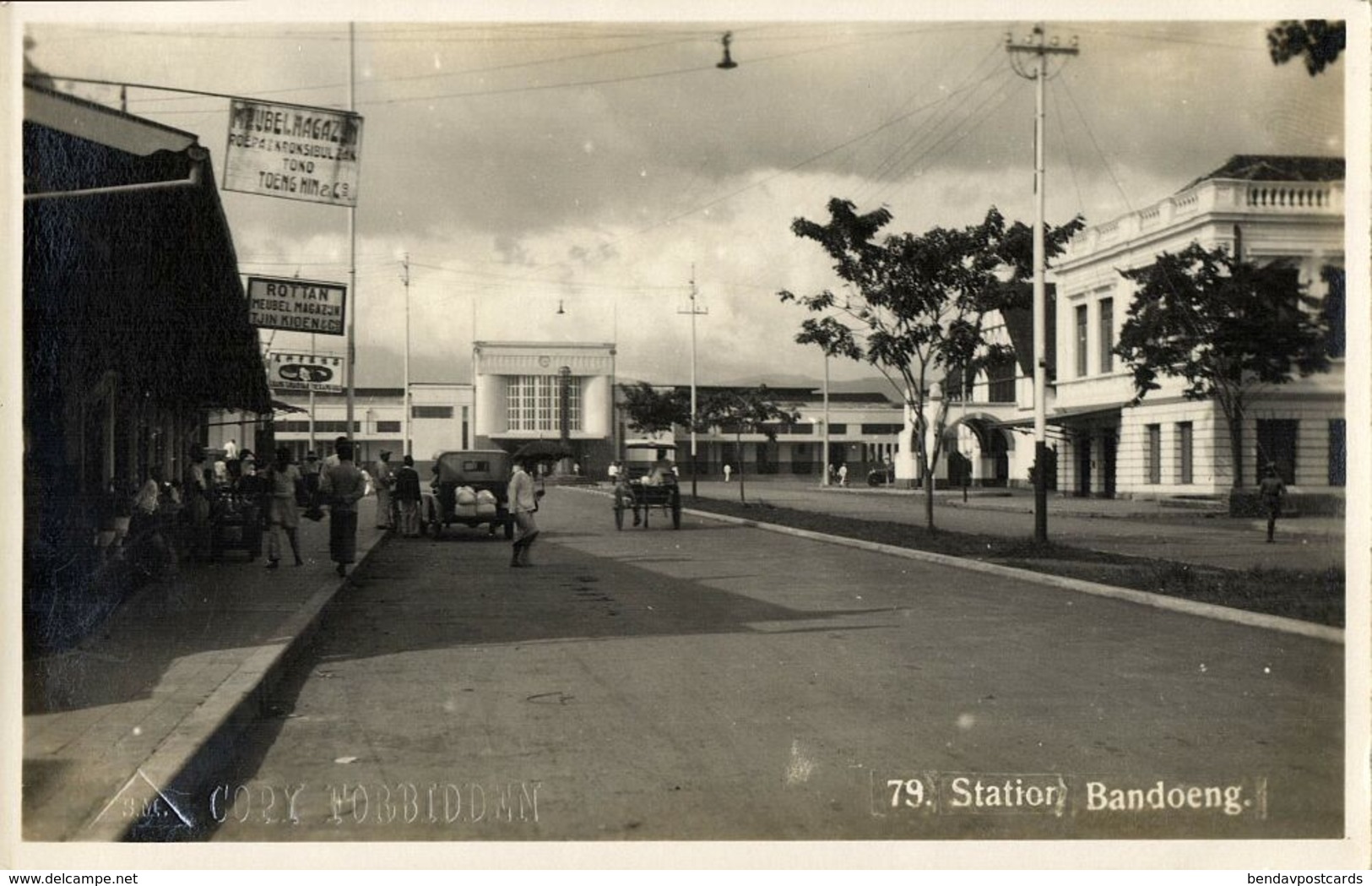 Indonesia, JAVA BANDUNG, Railway Station (1920s) Braga RPPC Postcard - Indonesië