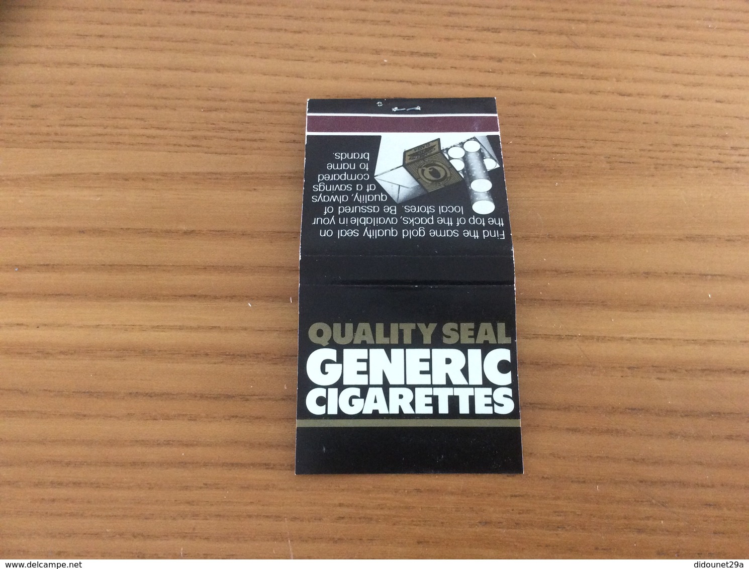 Pochette D'allumettes ANGLETERRE «QUALITY SEAL GENERIC CIGARETTES » - Matchboxes