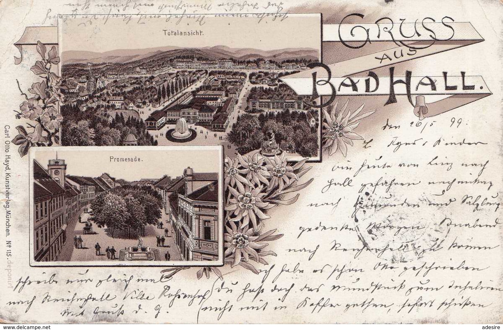 Litho GRUSS AUS BAD HALL 1899 Gel.v. Bad Hall N. Gera - Bad Hall