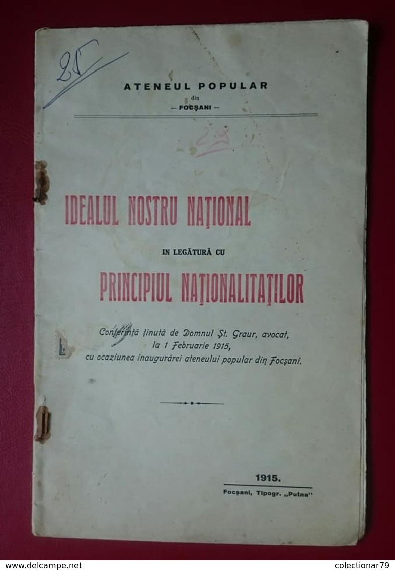 Romania Focsani St.Graur Idealul Nostru National - Livres Anciens