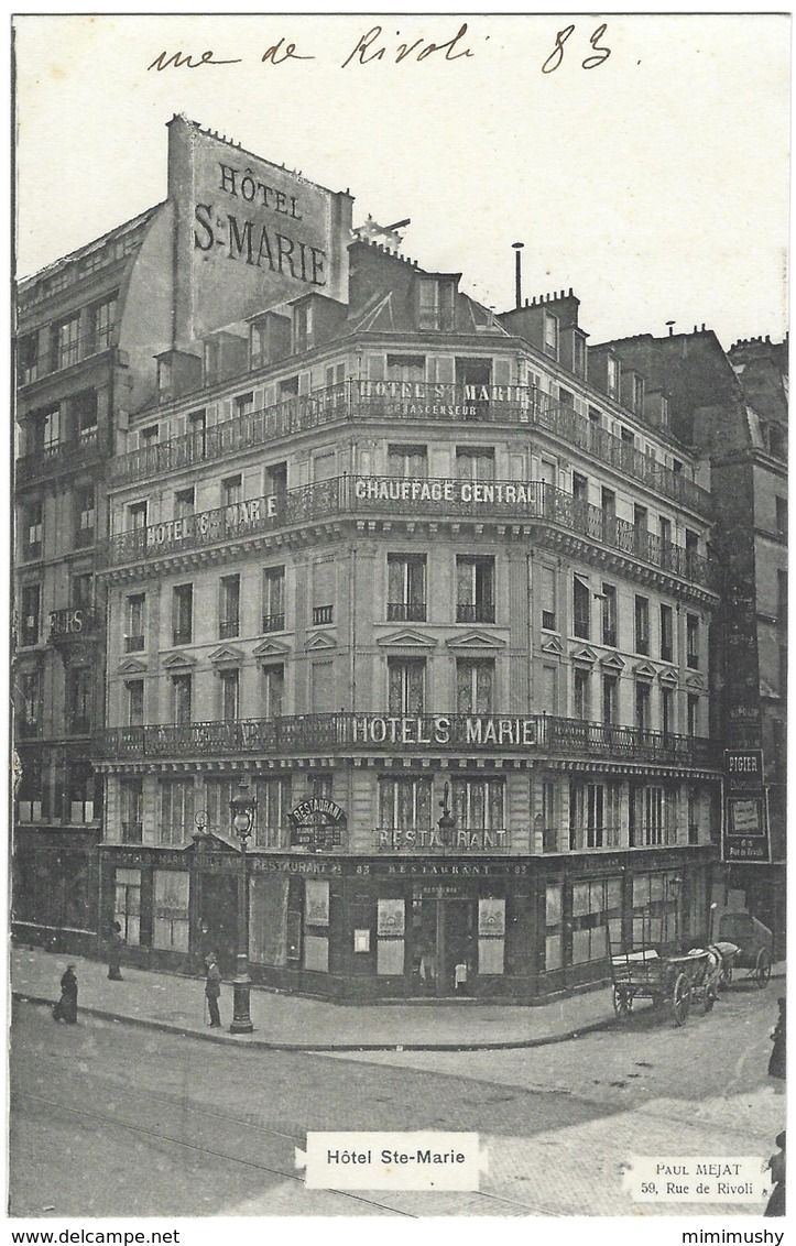 75 - Paris - Hotel Sainte Ste Marie 83 Rue De Rivoli - Paul Mejat 59 Rue De Rivoli - Cafés, Hôtels, Restaurants