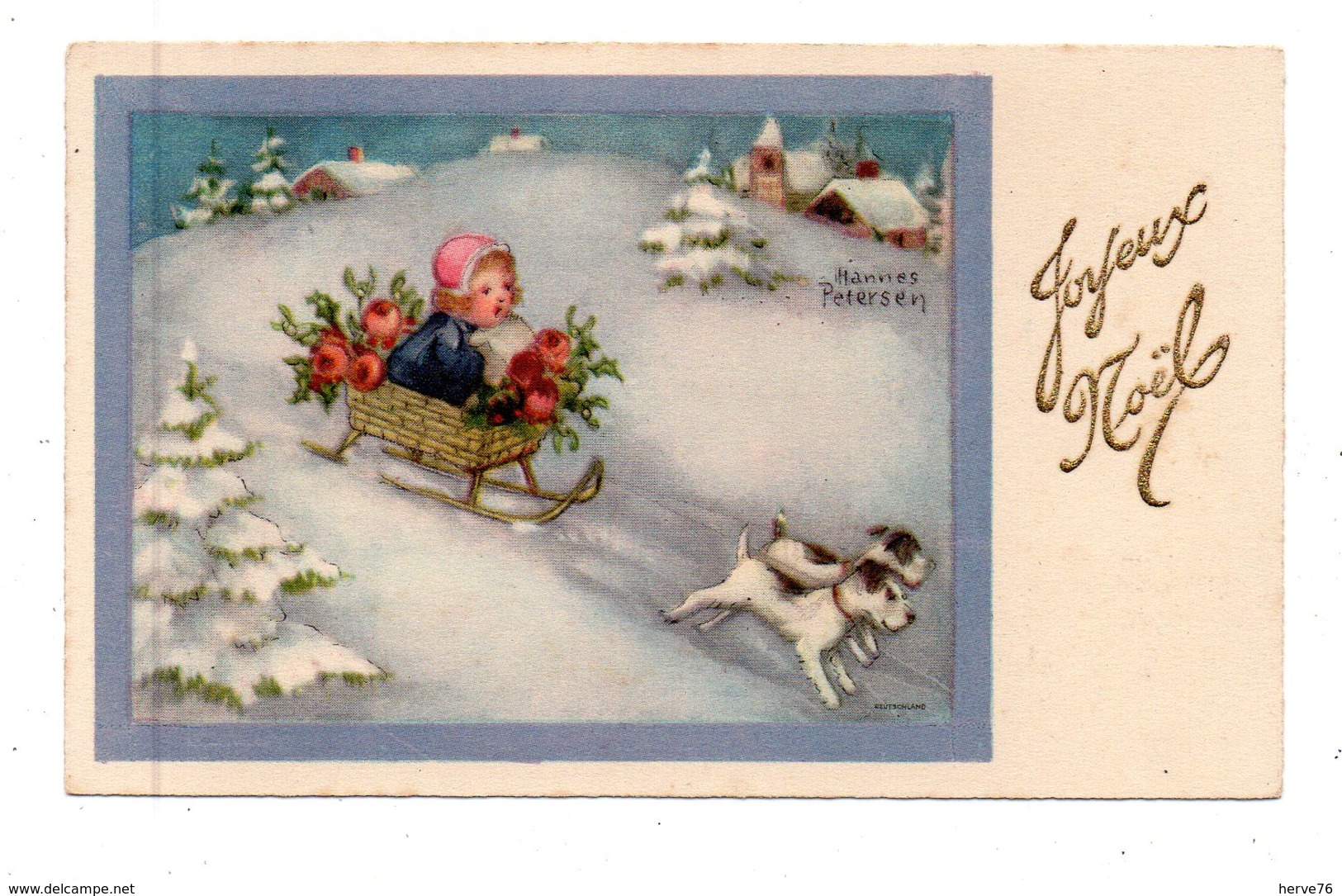 Mignonnette - Joyeux Noël - Enfant, Luge,chien - Illustrateur Hannes PETERSEN - Petersen, Hannes