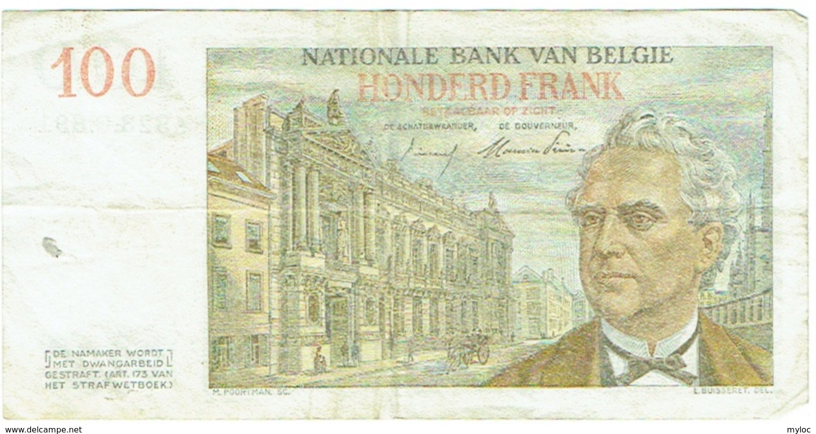 Billet. Belgique. 100 (cents) Francs. 1954. - 100 Francs