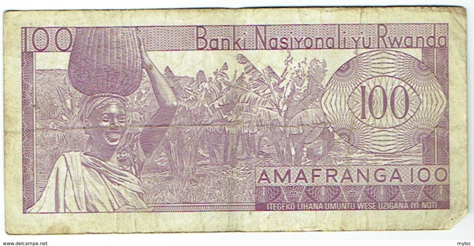 Billet. Rwanda. 100 Francs. 01.07.1965. - Rwanda