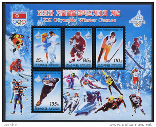 COREE DU NORD DPR KOREA 2006, PATINAGE ARTISTIQUE ET VITESSE, SAUT, HOCKEY , Feuillet 4 Valeurs, Neuf / Mint. R2029 - Winter 2006: Turin