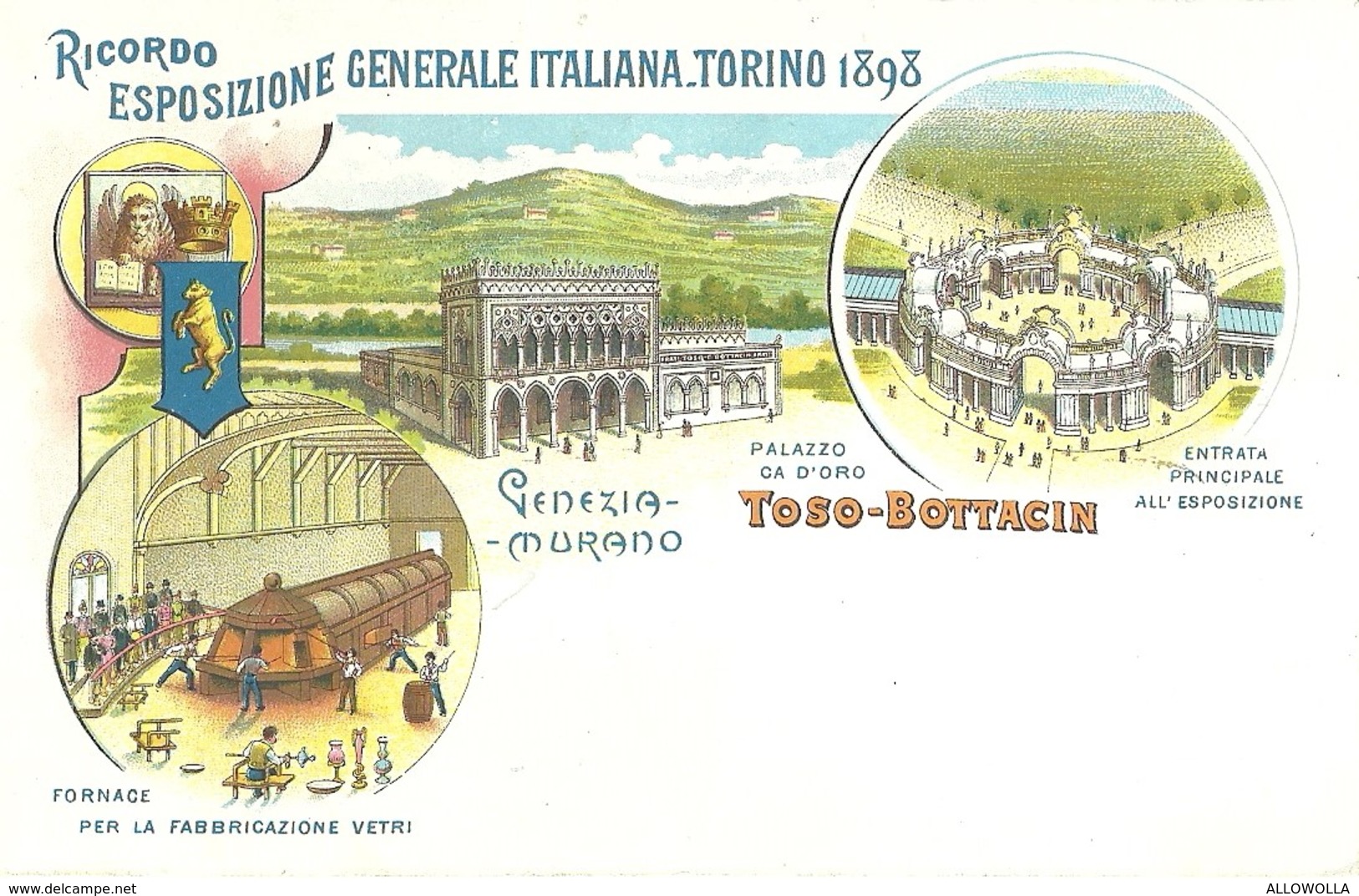 4780 "RICORDO ESPOSIZIONE GENERALE ITALIANA-TORINO 1898-TOSO BOTTACIN-FORNACE PER LA FABBR VETRI."-CART. POST.NON SPED. - Foires