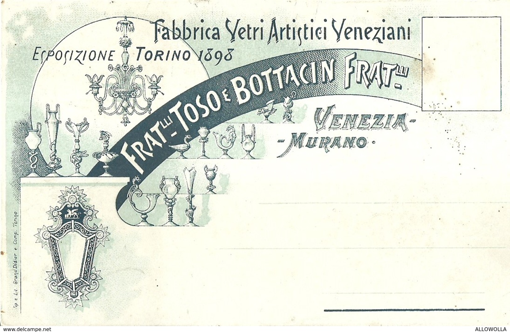 4780 "RICORDO ESPOSIZIONE GENERALE ITALIANA-TORINO 1898-TOSO BOTTACIN-FORNACE PER LA FABBR VETRI."-CART. POST.NON SPED. - Fiere