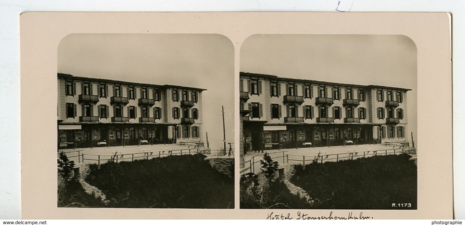 Suisse Alpes Hotel Stauserhorn Kulm Ancienne Photo Stereo 1900 - Stereoscoop