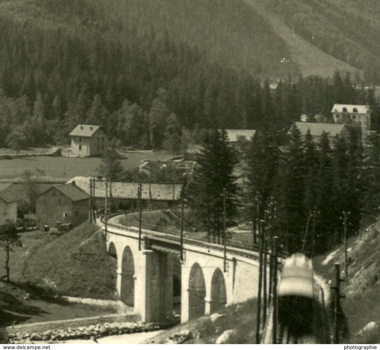 France Alpes Chemin De Fer Martigny Chamonix Ancienne Photo Stereo Wehrli 1900 - Stereoscopic