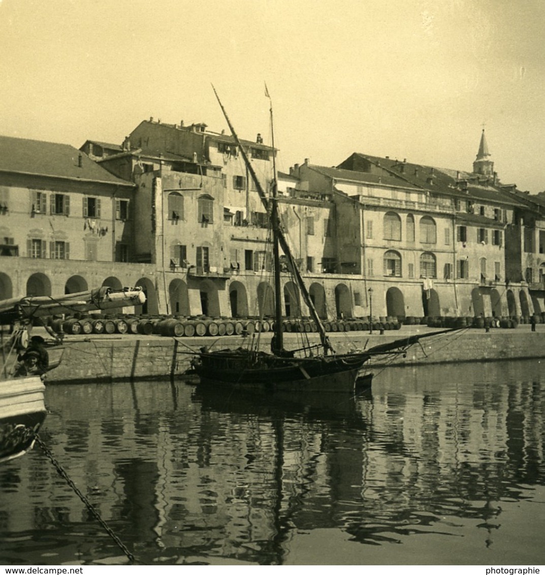 Italie Oneglia Le Port Bateaux Ancienne Photo Stereo NPG 1900 - Stereoscopic