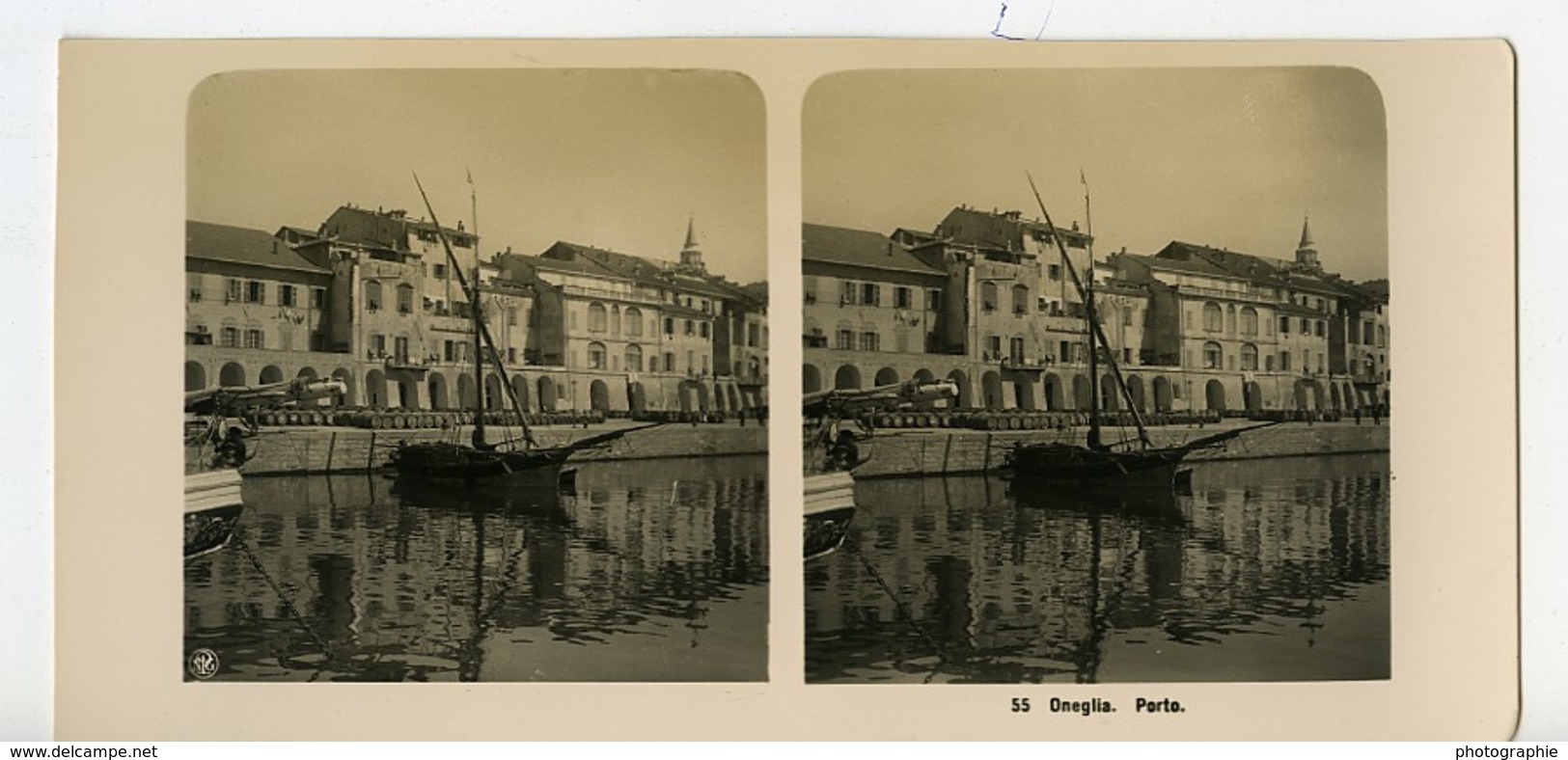 Italie Oneglia Le Port Bateaux Ancienne Photo Stereo NPG 1900 - Stereoscopic