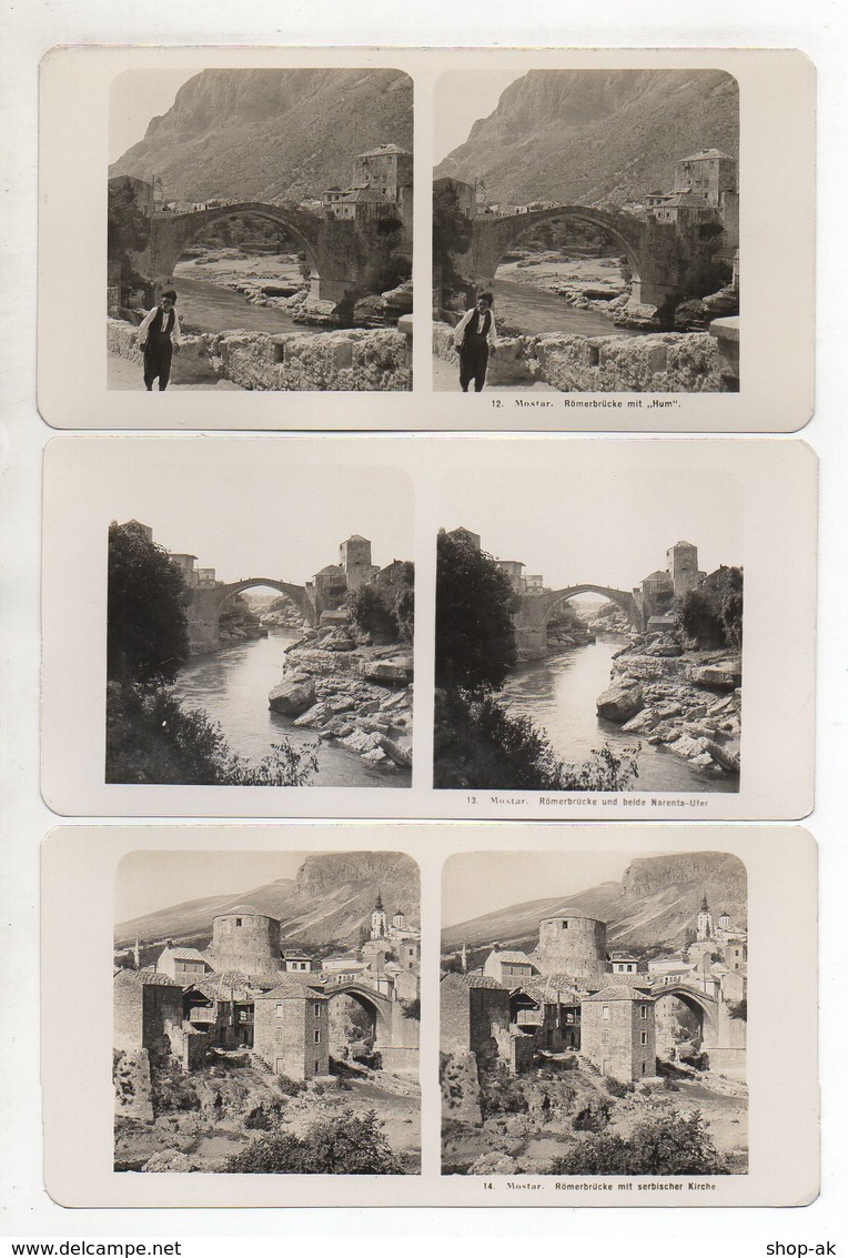 AK-2348/ 3 X  Mostar Bosnien  Stereofoto 1909  Photobrom Gesellsch., Wien  - Stereo-Photographie