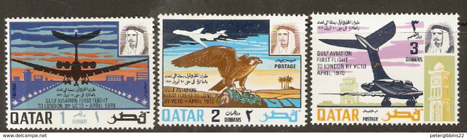 Qatar  1970  SG 317-9  Gulf Aviation   Mounted Mint - Qatar