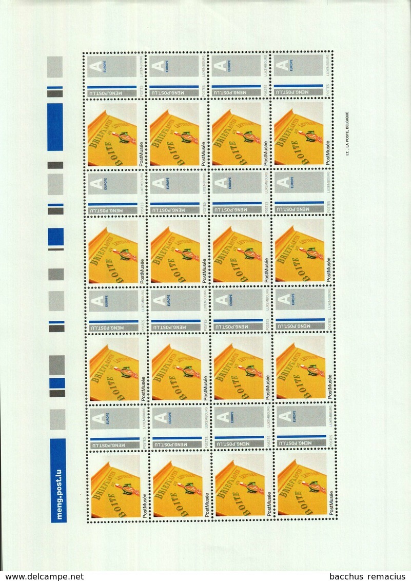 Luxembourg Feuille De 16 Timbres "A" Europe Timbre De Salutation 2009 - Feuilles Complètes