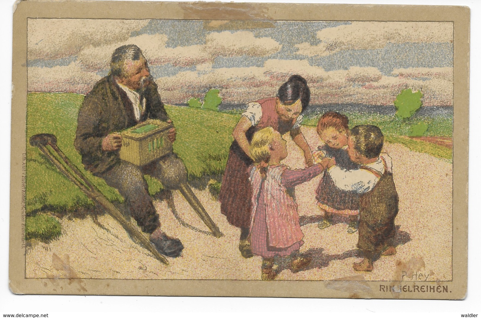 KÜNSTLER LITHO  -  PAUL HEY  -  "RINGELREIHEN" - Hey, Paul