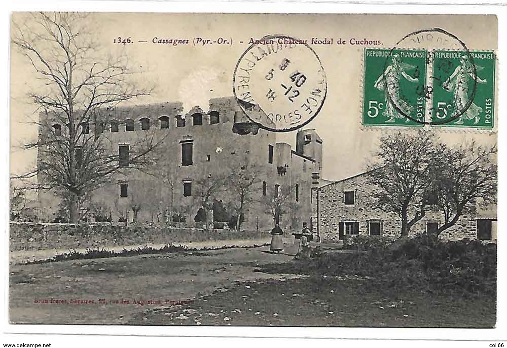66 Cassagnes 1908 RARE Chateau Féodal De Cuchous éditeur Brun Perpignan N°1346 Dos Scanné - Autres & Non Classés