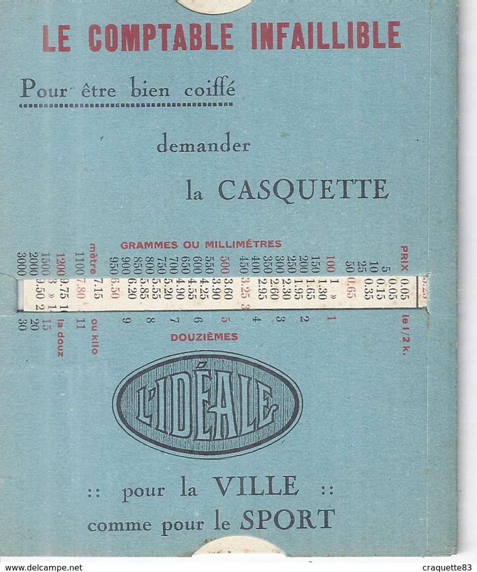 "LE COMPTABLE INFAILLIBLE"  POUR ETRE BIEN COIFFE DEMANDER LA CASQUETTE-POUR LA VILLE ET LE SPORT - Werbung