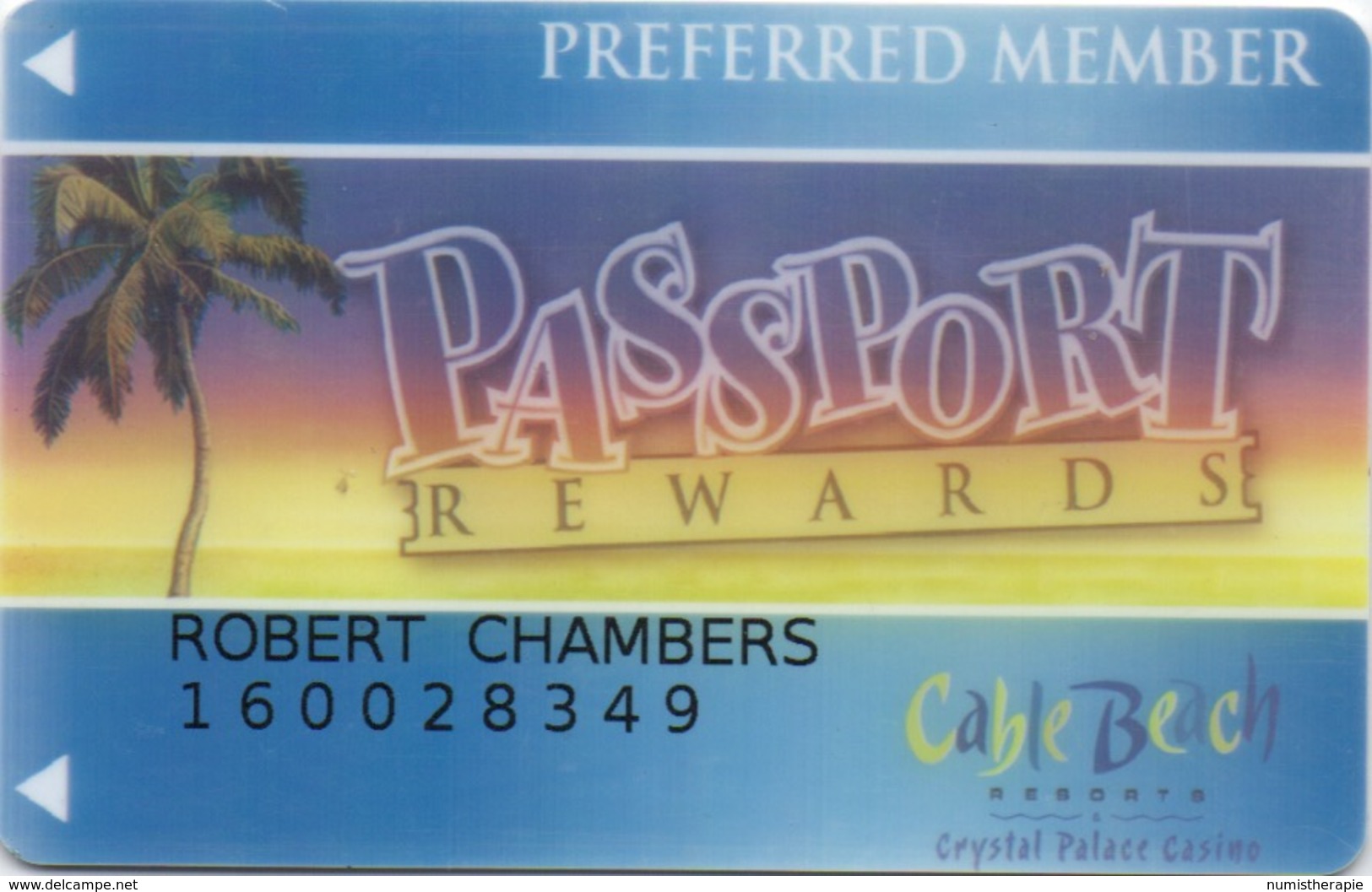 Bahamas : Carte Casino Passport Rewards : Cable Beach Crystal Palace Casino - Cartes De Casino