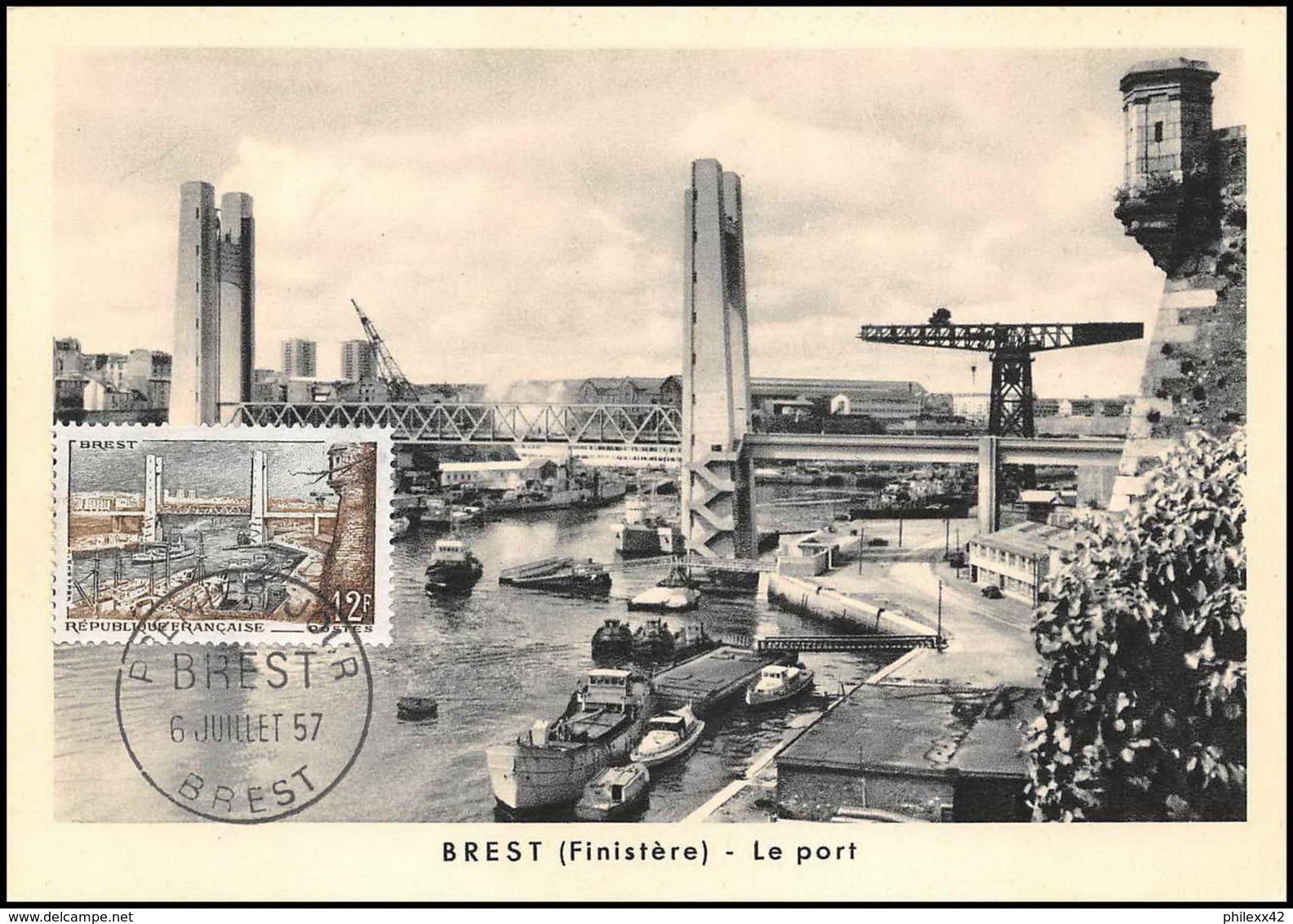 1127/ Carte Maximum (card) France N°1117 Port De Brest 1957 Fdc Premier Jour - 1950-1959