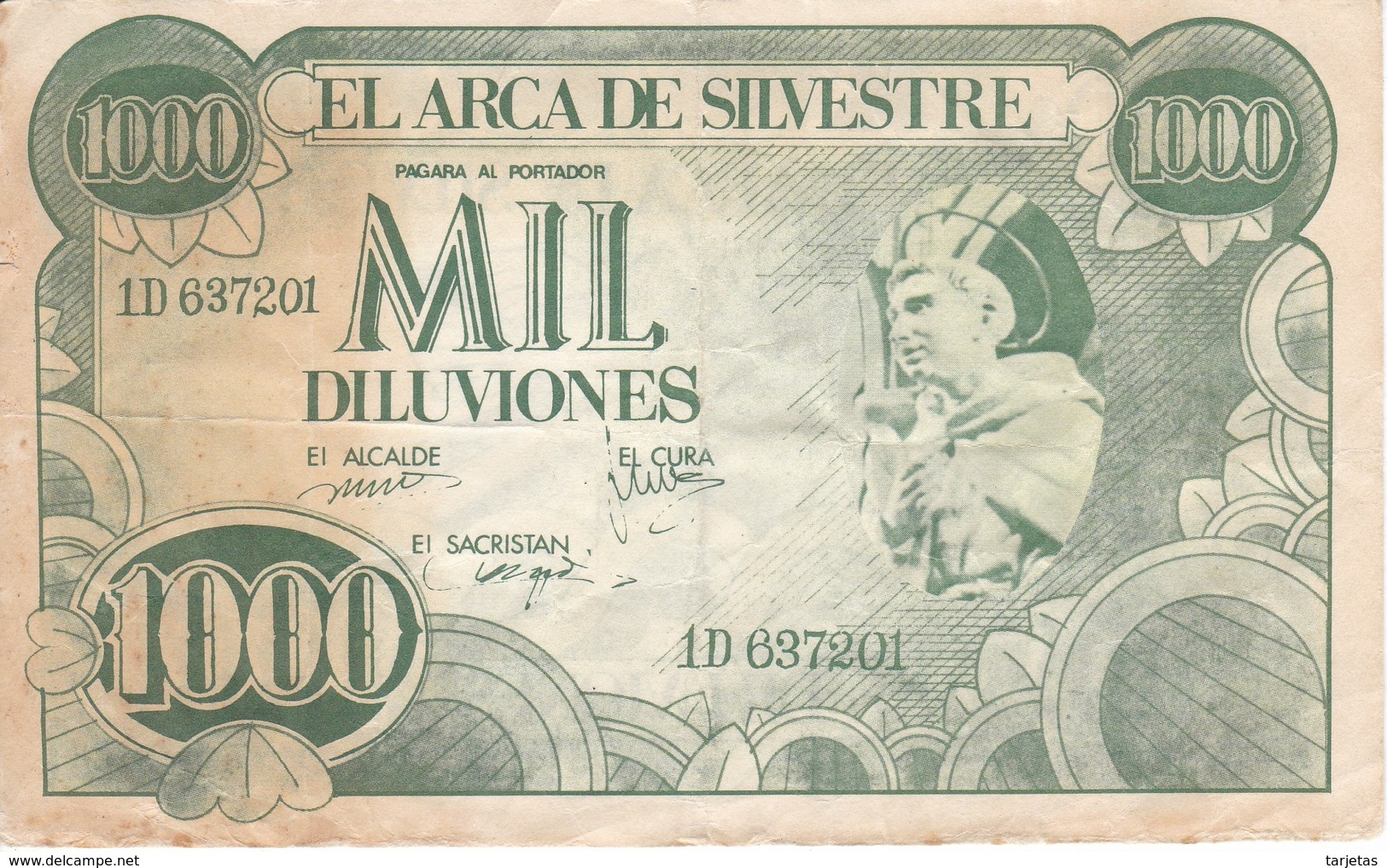 BILLETE DE ESPAÑA DE 1000 DILUVIONES DE EL ARCA DE SILVESTRE (BILLETE PUBLICITARIO OBRA DE TEATRO AÑOS 80) - [ 8] Vals En Specimen