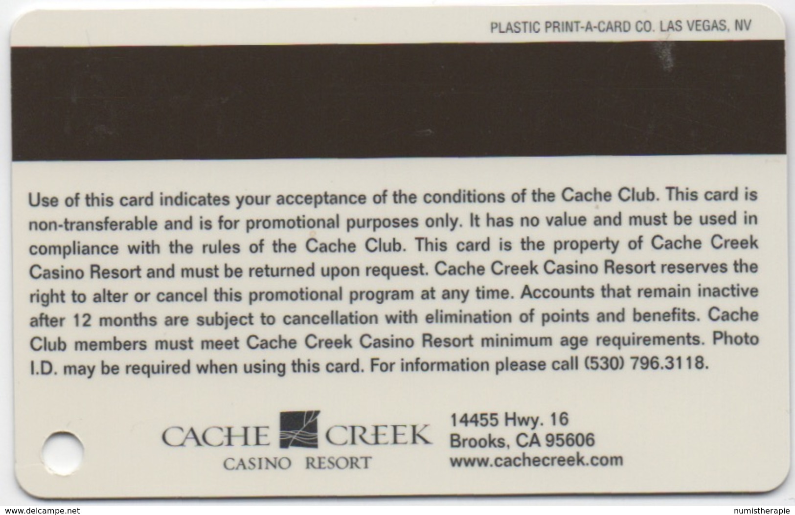 Carte Casino : Cache Creek Casino Resort (Percée) - Cartes De Casino