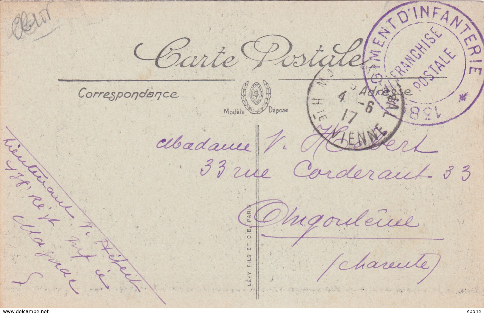 Cachet 138ème Régiment D'infanterie Sur Carte Poitiers - Façade Du Palais De Justice - Oorlog 1914-18