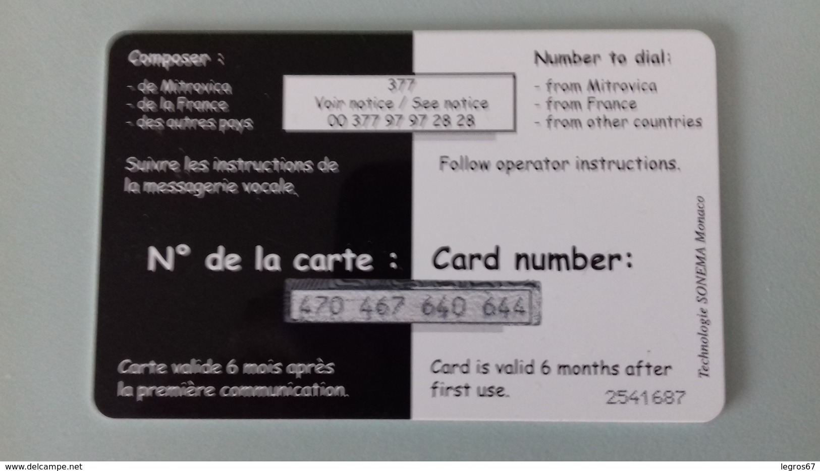 TELECARTE ECOPHONING GRISE - KAFOR - Militares