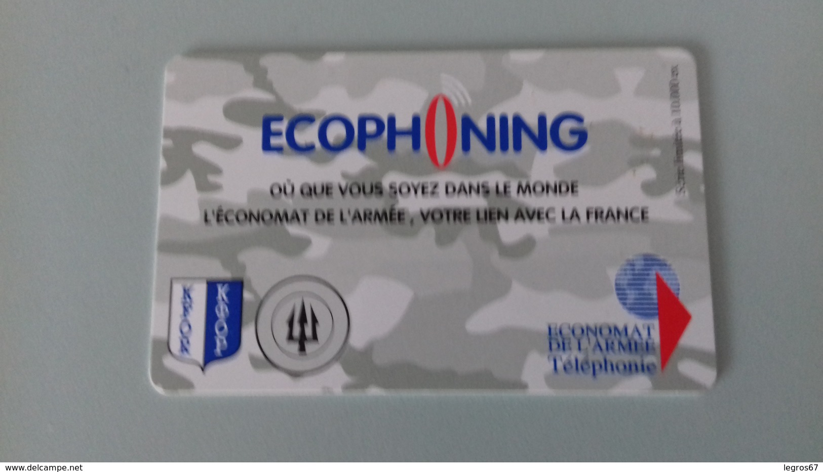 TELECARTE ECOPHONING GRISE - KAFOR -  Cartes à Usage Militaire