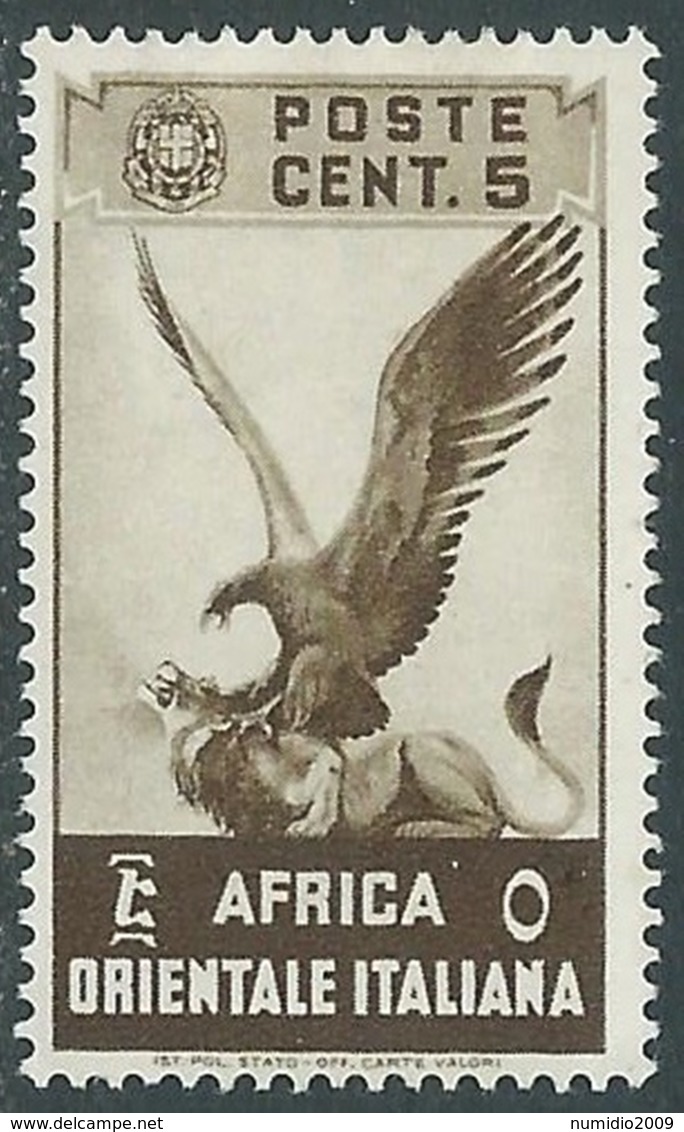 1938 AFRICA ORIENTALE ITALIANA SOGGETTI VARI 5 CENT MH * - RA15-8 - Italian Eastern Africa