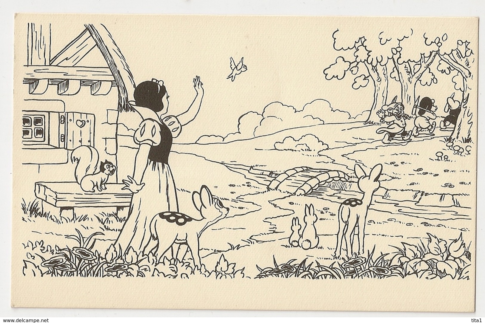 9 - 23 cartes de Blanche neige non colorisée