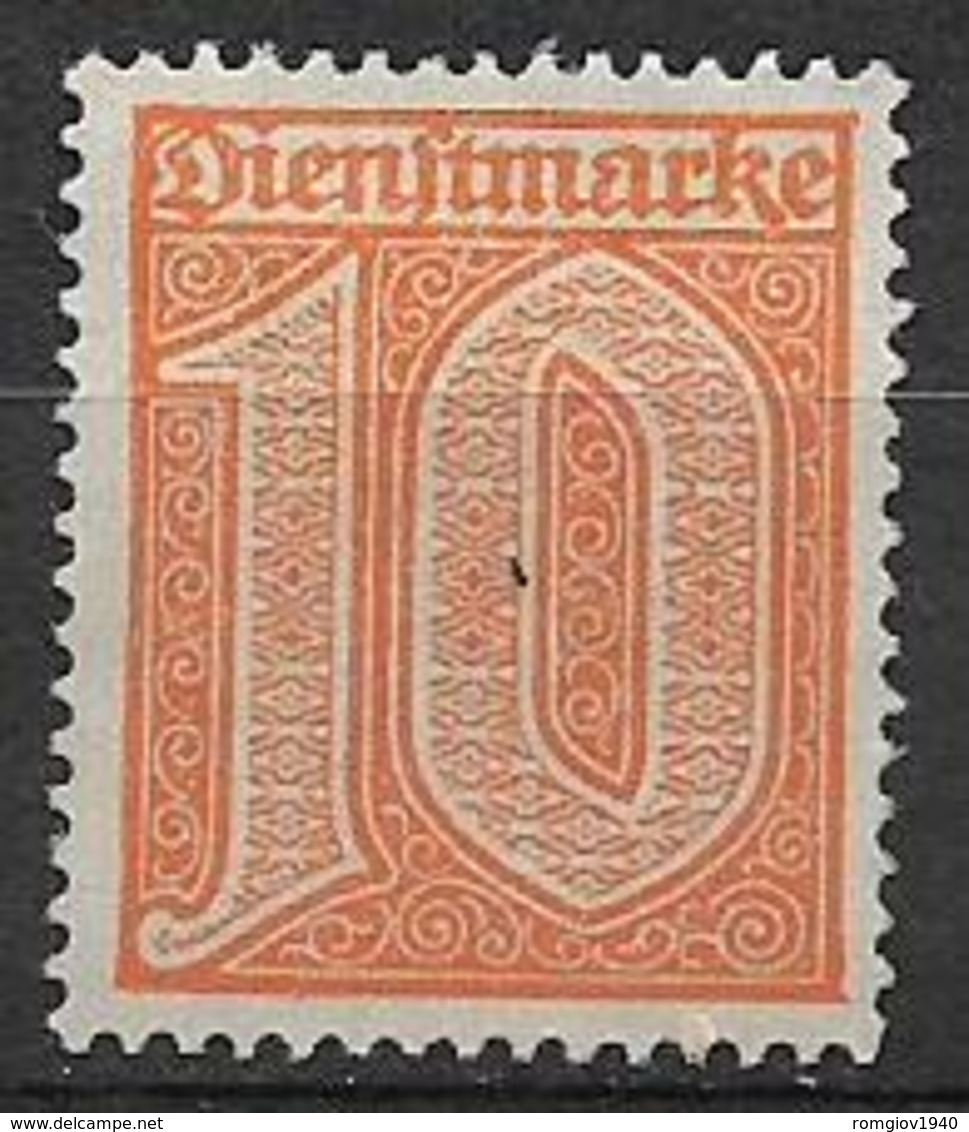 GERMANIA REICH IMPERO 1920  FRANCOBOLLI DI SERVIZIO TIPI CON GRANDE CIFRA SENZA NUMERO UNIF.18 MLH VF - Servizio