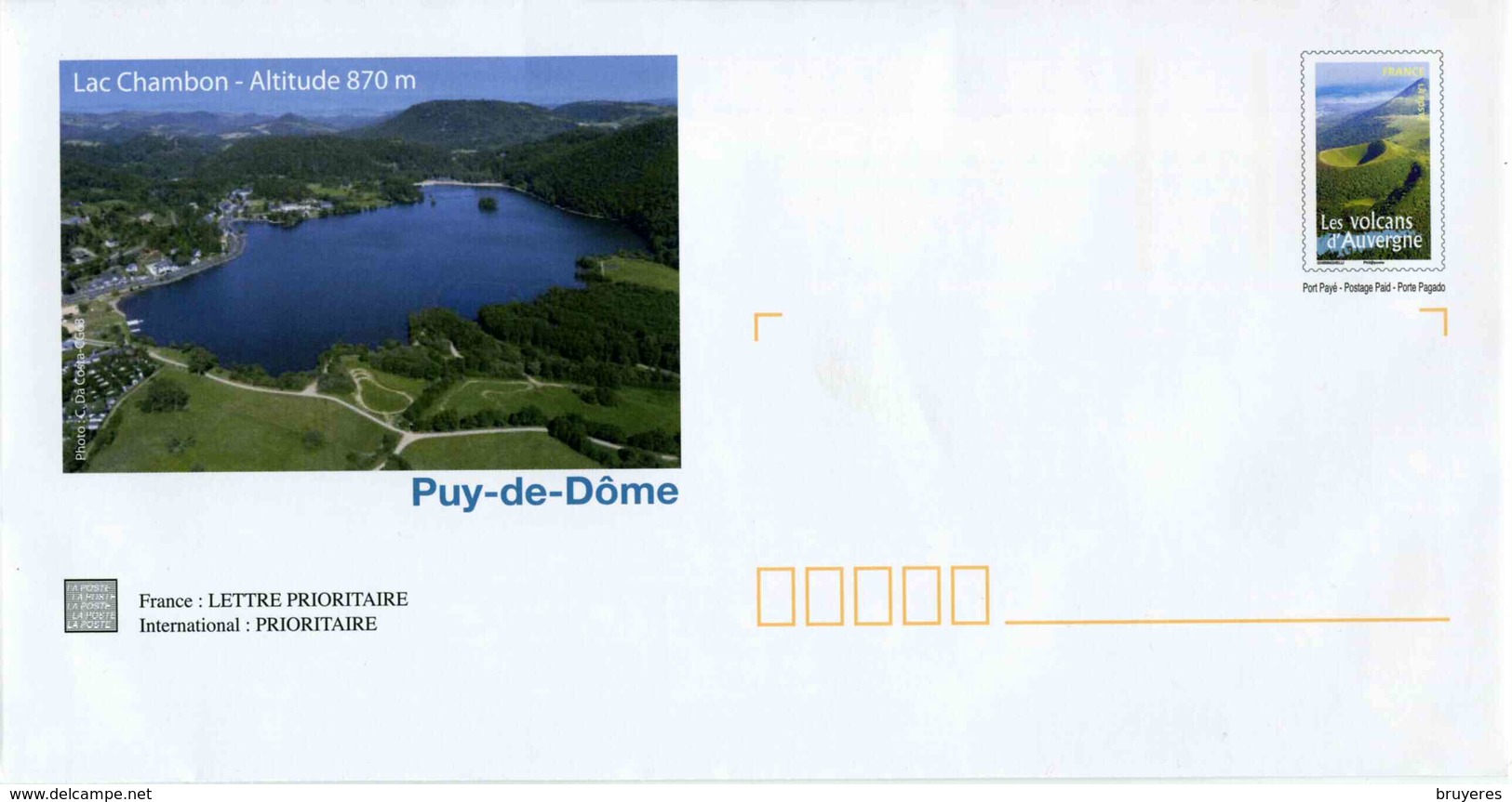 PAP De 2007 Avec Timbre "Les Volcans D'Auvergne" Sur Papier Satiné Et Illust. "Lac Chambon (870 M)" - Volcanos