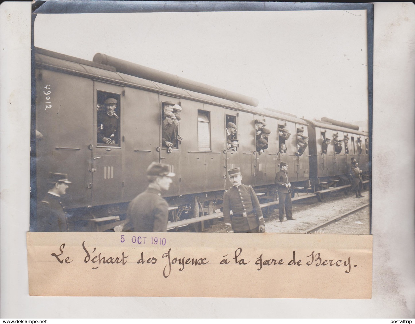 LE DEPART DES JOYEUX A LA GARE DE BERCY  18*13CM Maurice-Louis BRANGER PARÍS (1874-1950) - Trenes