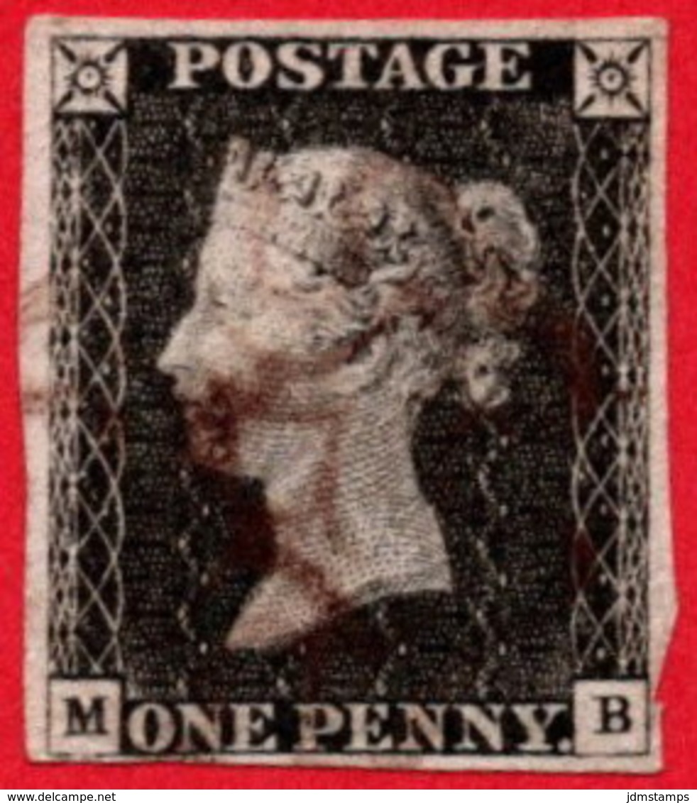 GBR SC #1 U (M,B) 1840 Queen Victoria 4-margins CV $320.00 - Used Stamps