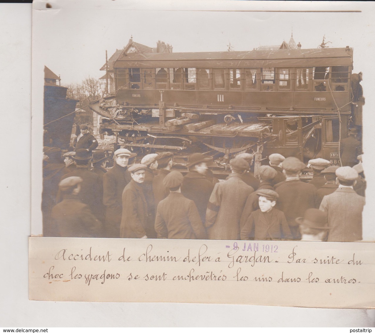 ACCIDENT DE CHEMIN DE FER A GARGAN 1912  18*13CM Maurice-Louis BRANGER PARÍS (1874-1950) - Trenes