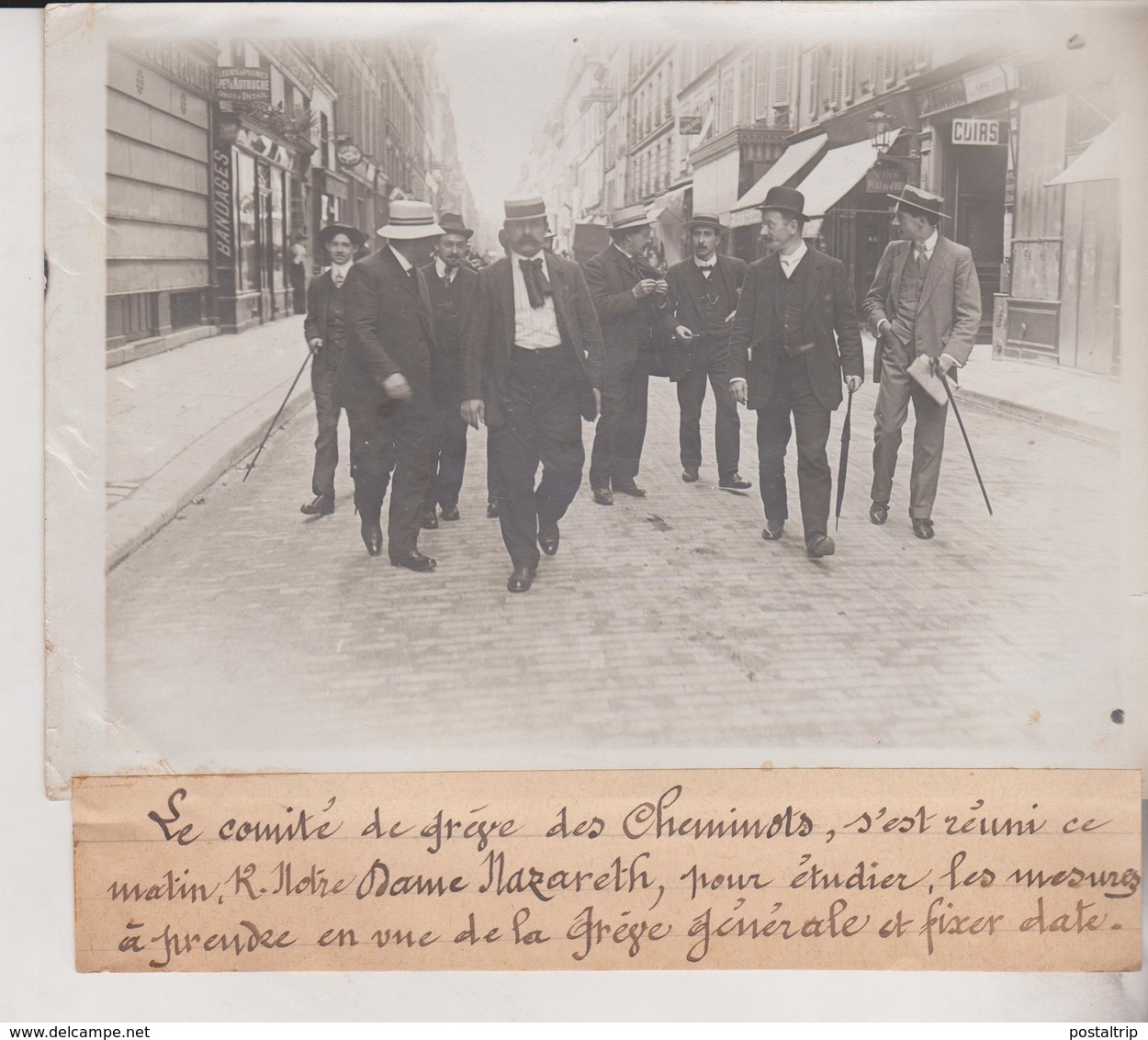 COMITE DE GREVE DES CHEMINOTS  GRÈVE GÉNÉRALE  AT FIXER CHEMIN DE FER  18*13CM Maurice-Louis BRANGER PARÍS (1874-1950) - Trenes